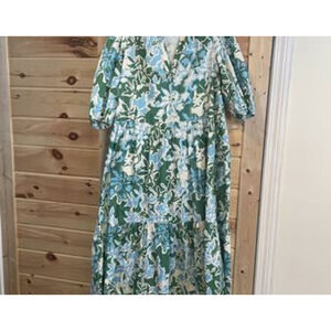 Women's Garance Green Blue Floral Maxi Dress M